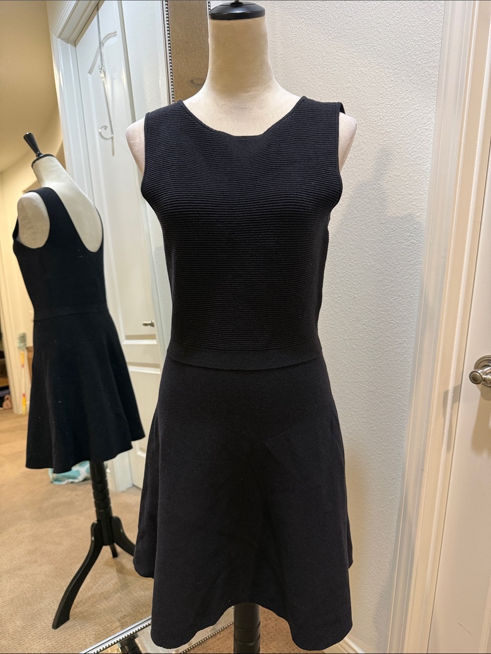 Theory Black Sleeveless Knit A-Line Dress
